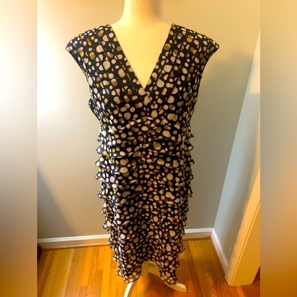 Adrianna Papell ruffled sheath dress, size 14